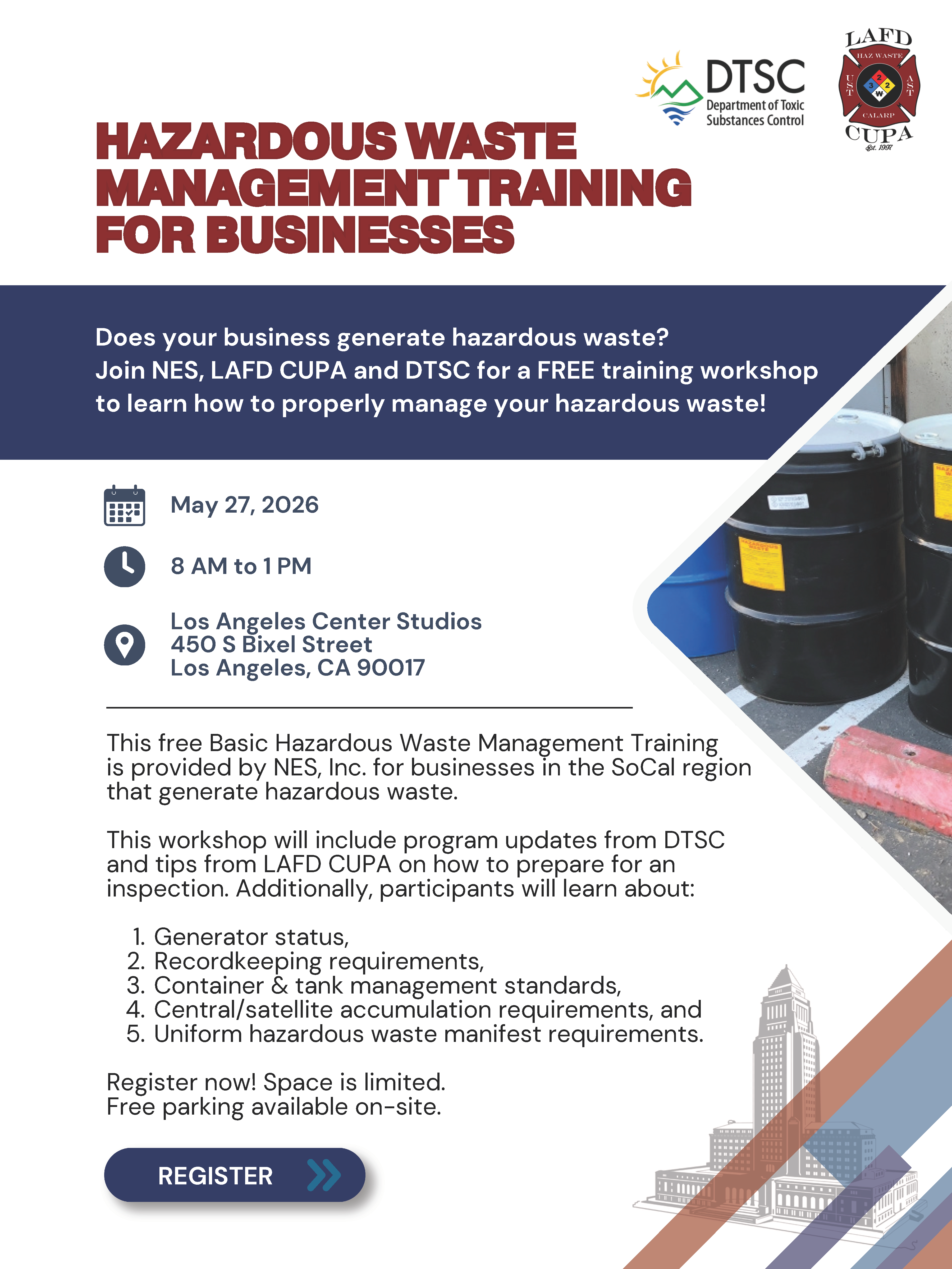 Flyer for hazardous waste training