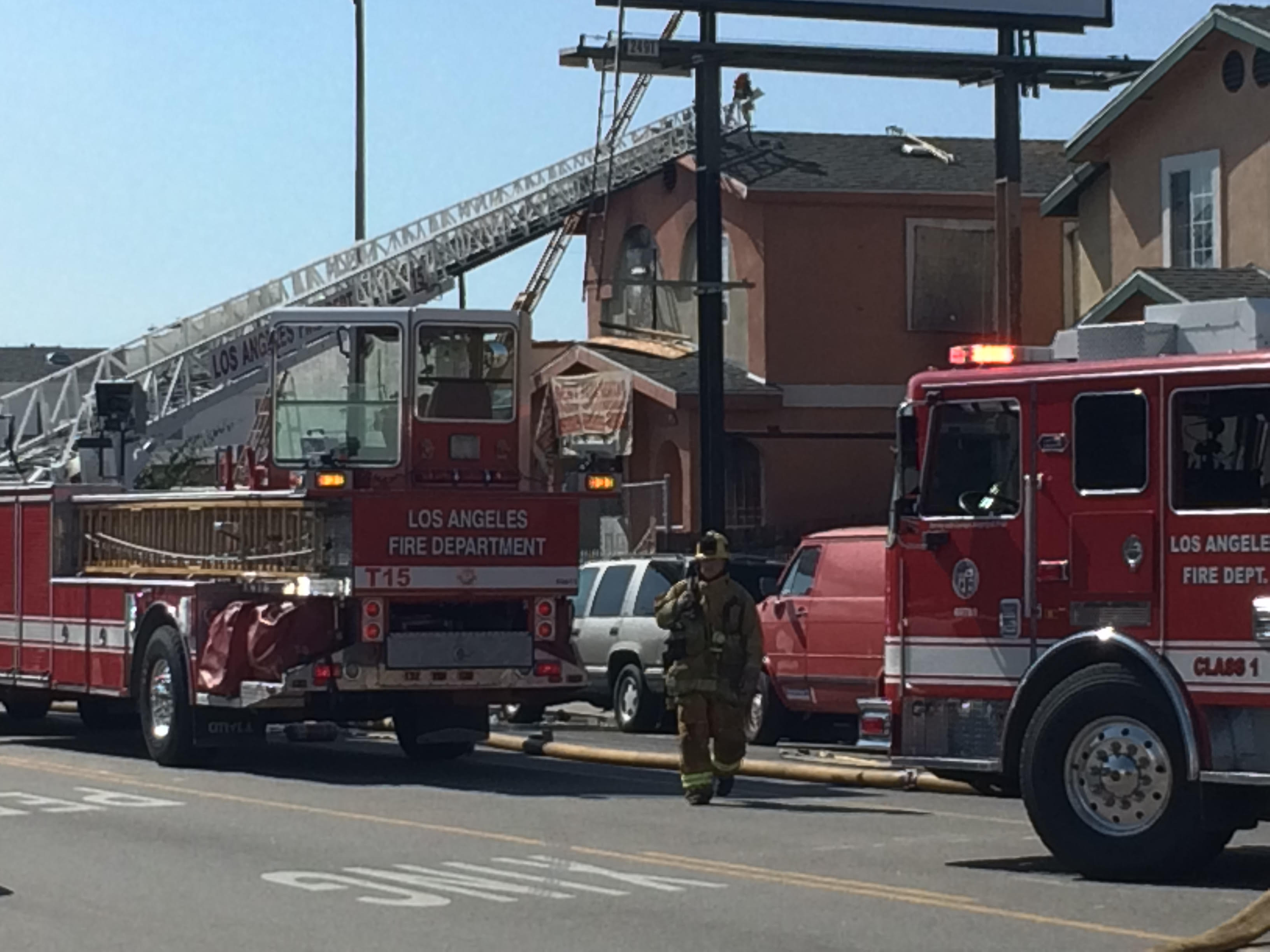LAFD Battles Fire in South L.A. Residential Duplex