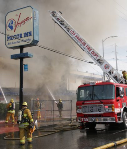 LAFD Battles Flames at Abandoned Van Nuys Motel