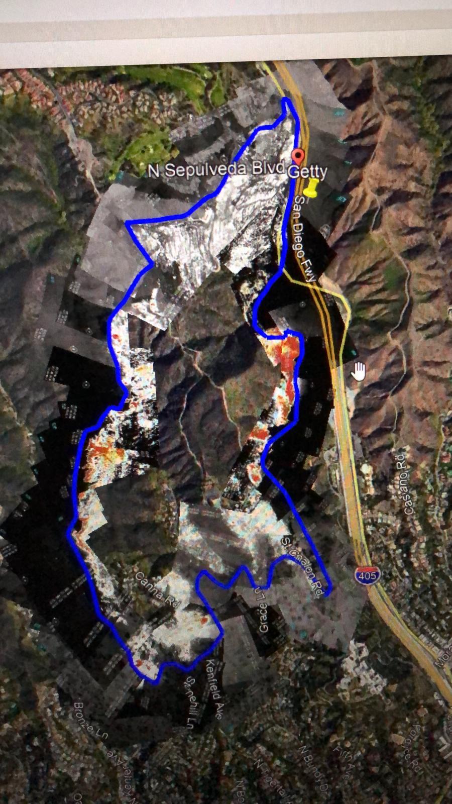 FIRIS imagery of Getty Fire from 9:00 AM