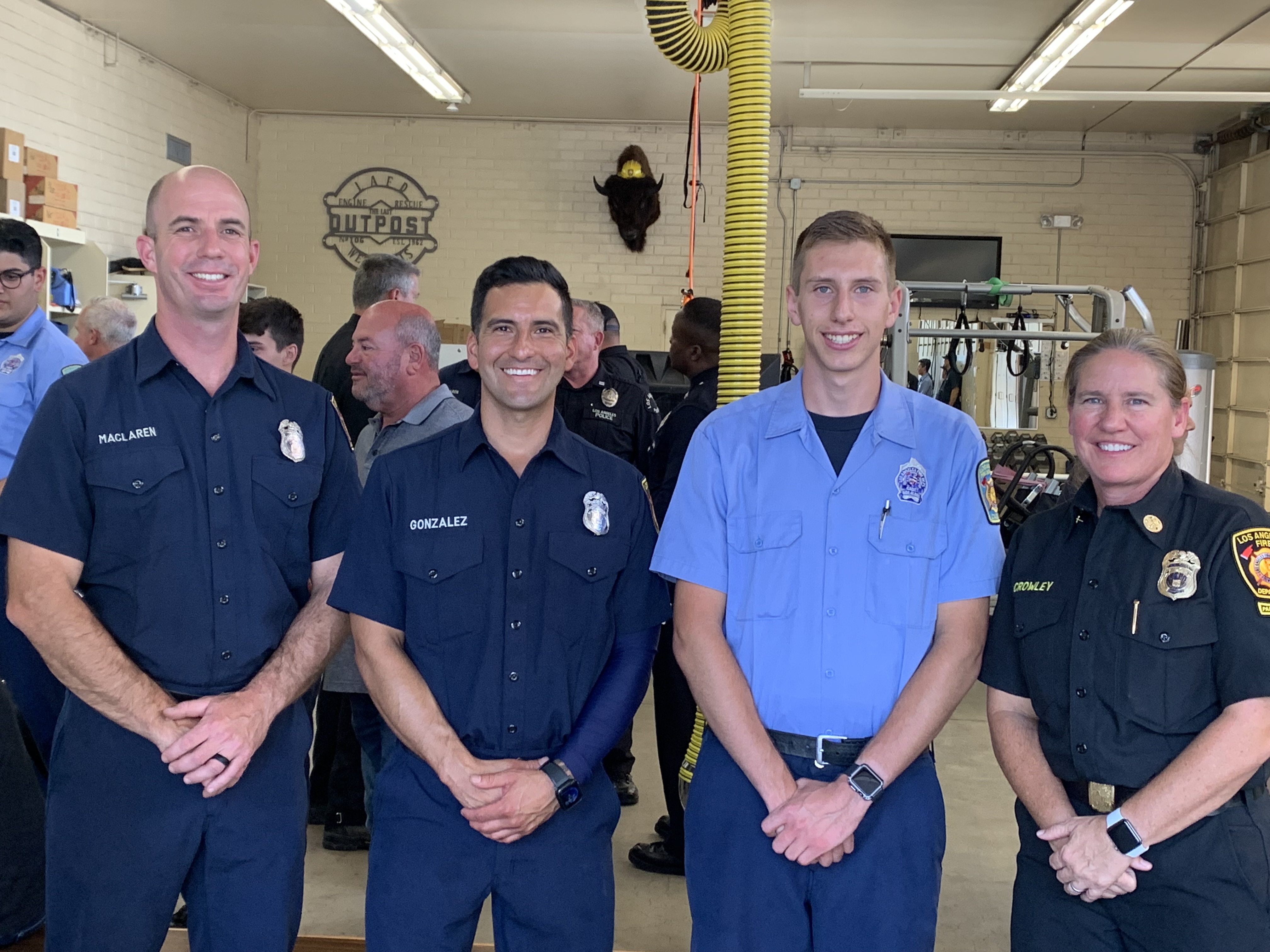 LAFD firefighters pictured with Fire Chief Crowley