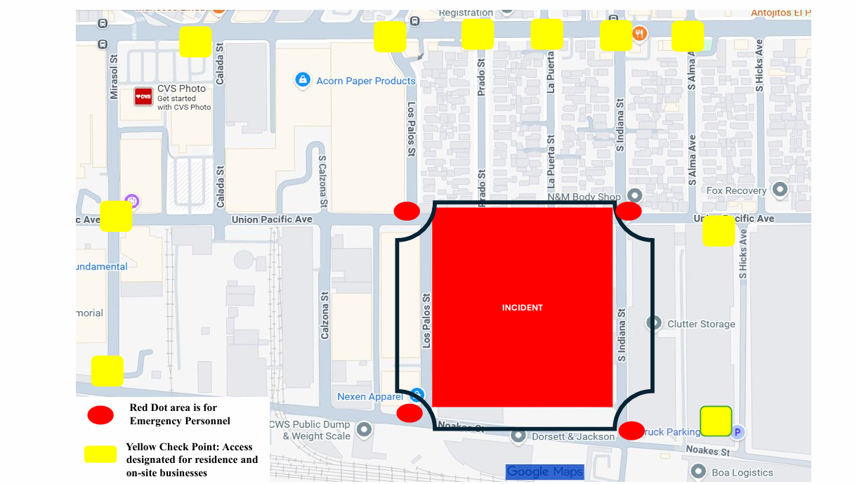 Map of the surrounding area for the Palos Fire Incident